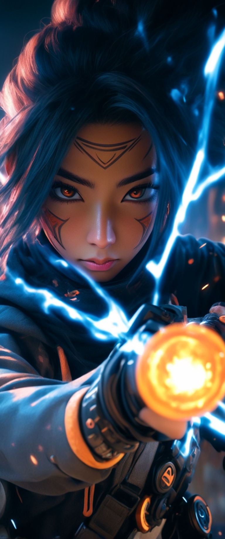Jinx blanding a katana,  in the style of League of Legends,  anime art on Tensor.Art