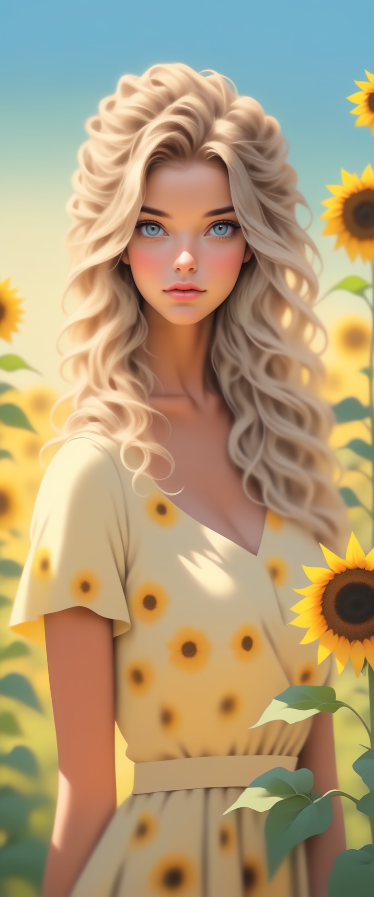 Photorealistic half body portrait of hyperrealistic Character by Alena Aenami,  blond haired beautiful woman,  wearing a y...