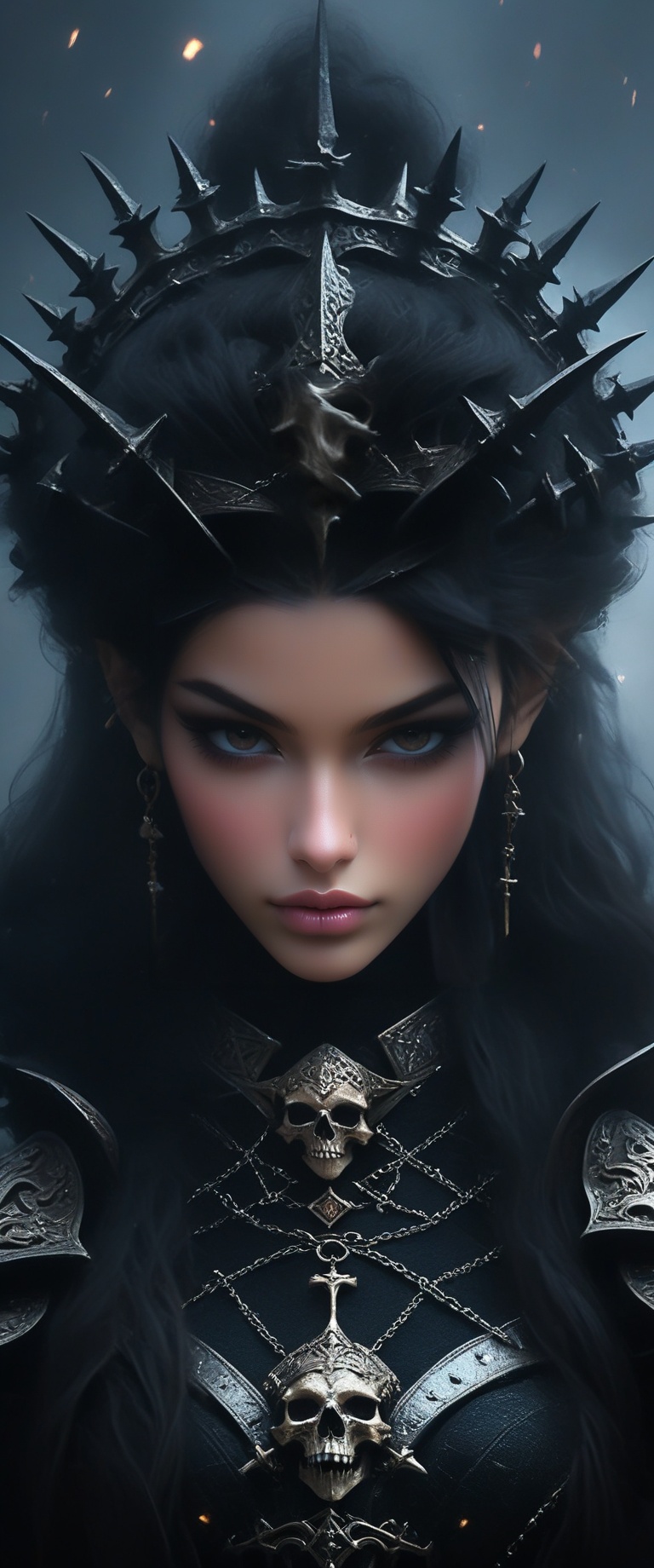 evil dark ((cowboy shot),  evil queen,  adorned in a Gothic punk rock ensemble on Tensor.Art