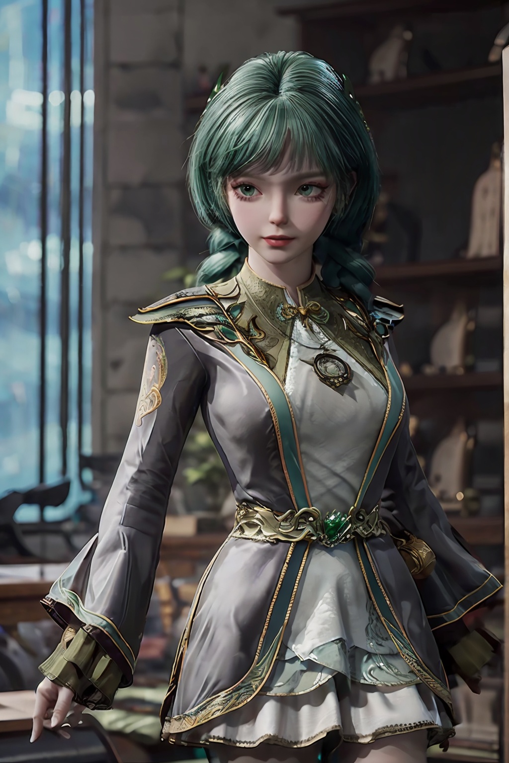 Transparent tulle,  big breasts,  Green hair on Tensor.Art