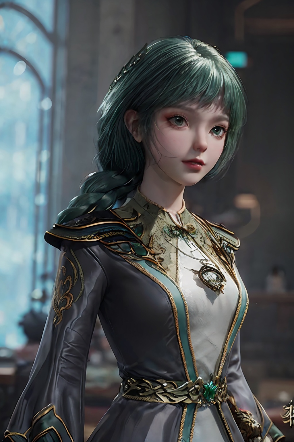 Transparent tulle,  big breasts,  Green hair on Tensor.Art
