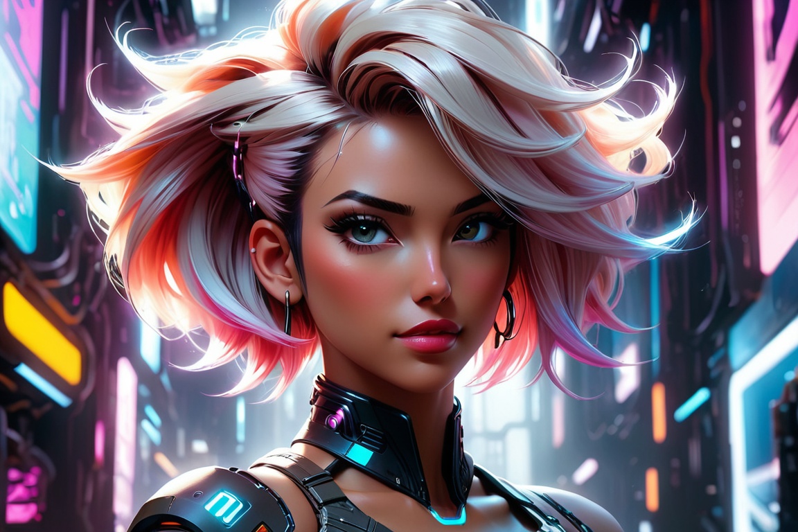 a painting of a woman in a space setting,  cyberpunk art by Ross Tran,  cgsociety on Tensor.Art