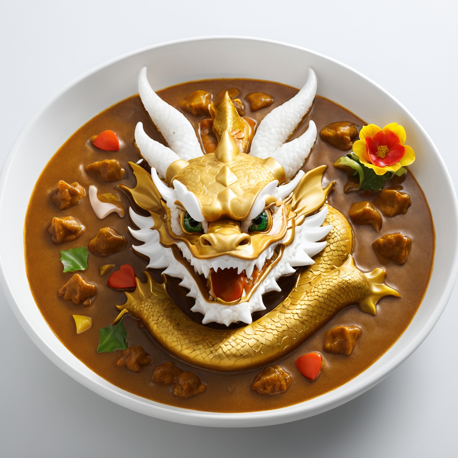 Japanese Curry Rice,  Cute,  Dragon cartoon head on Tensor.Art