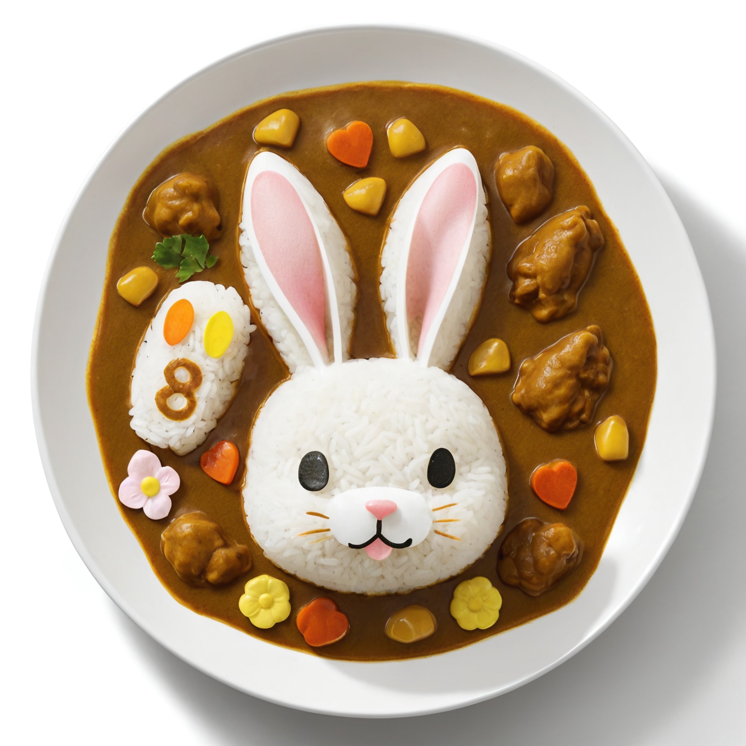 Japanese Curry Rice,  Cute,  rabbit cartoon head on Tensor.Art