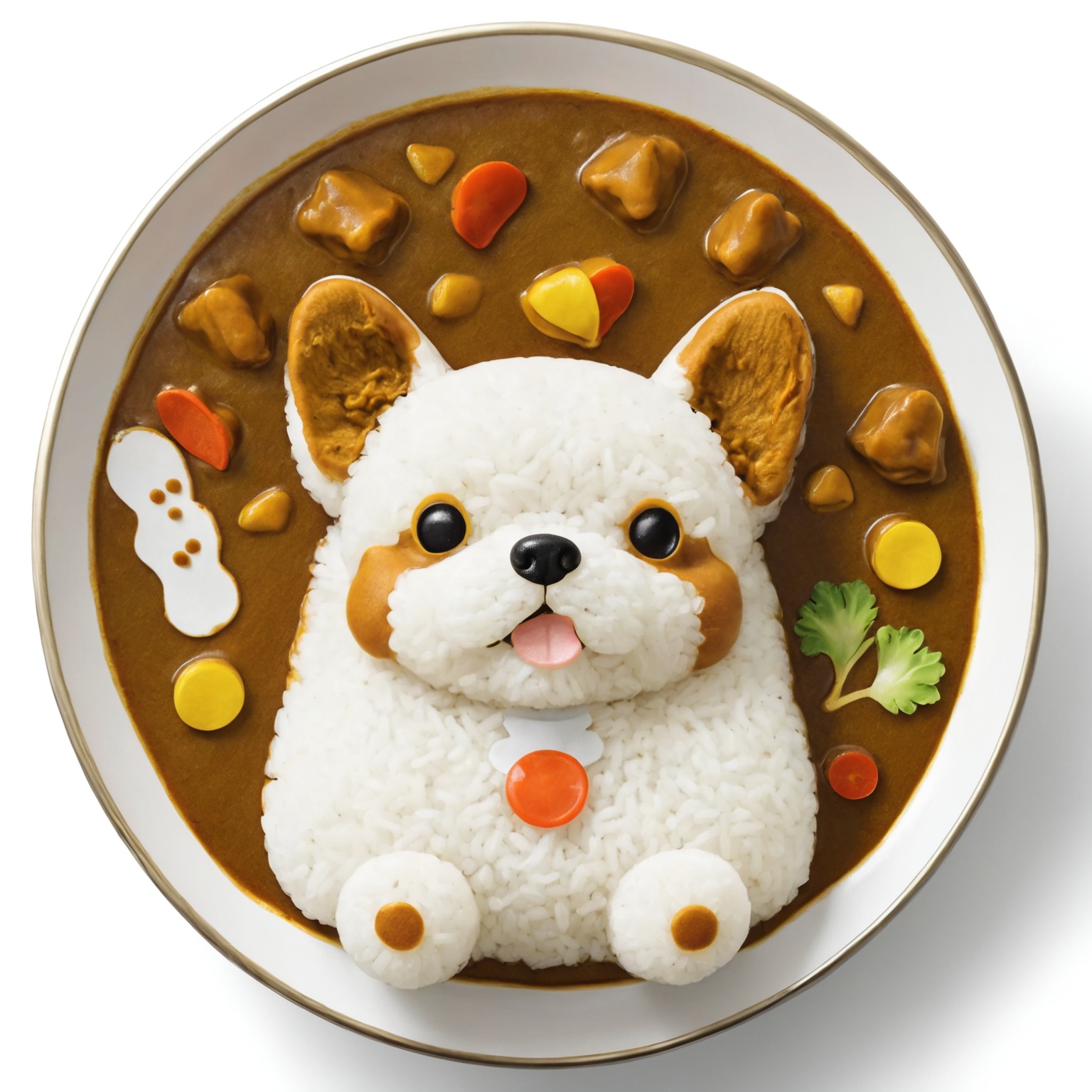 Japanese Curry Rice,  Cute,  dog cartoon head on Tensor.Art