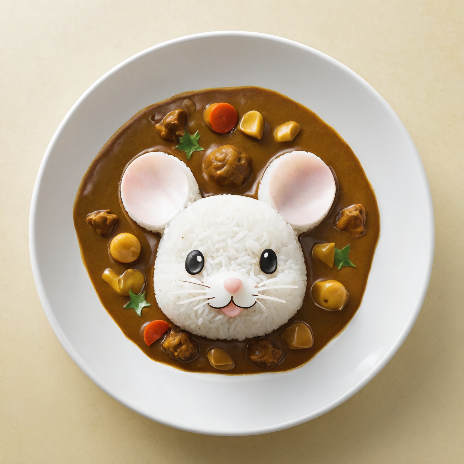 Japanese Curry Rice,  Cute,  mouse cartoon head on Tensor.Art