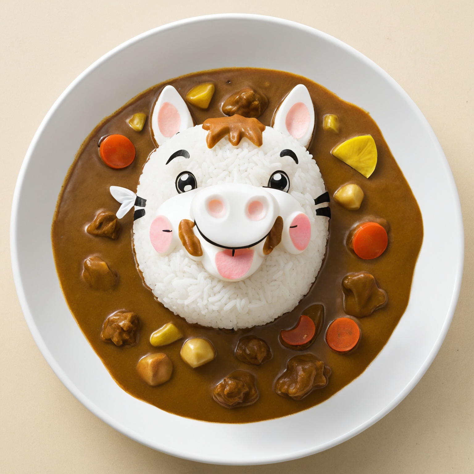 Japanese Curry Rice,  Cute,  horse cartoon head on Tensor.Art