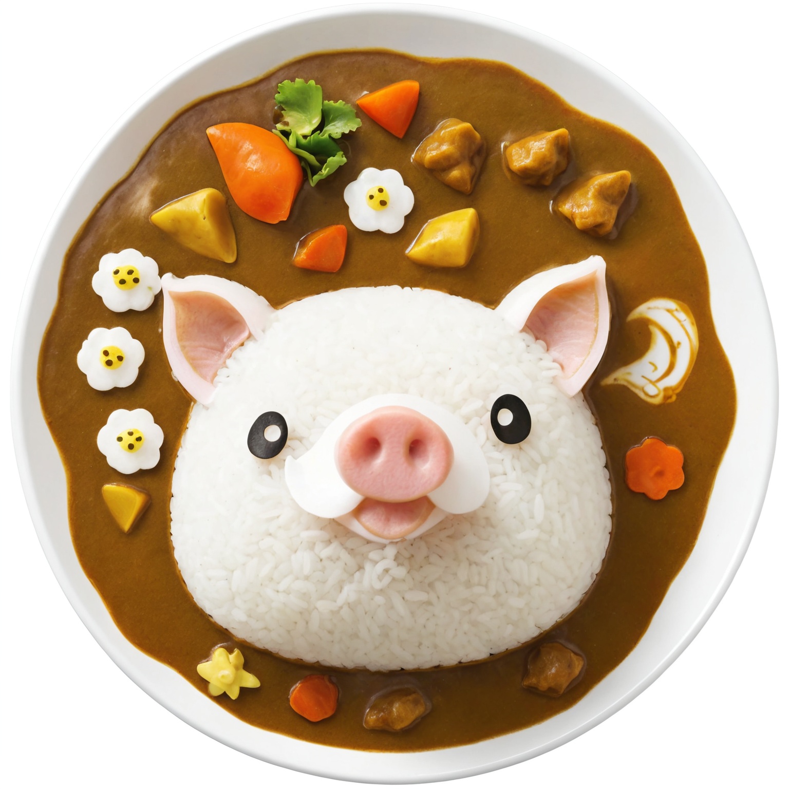 Japanese Curry Rice,  Cute,  pig cartoon head on Tensor.Art