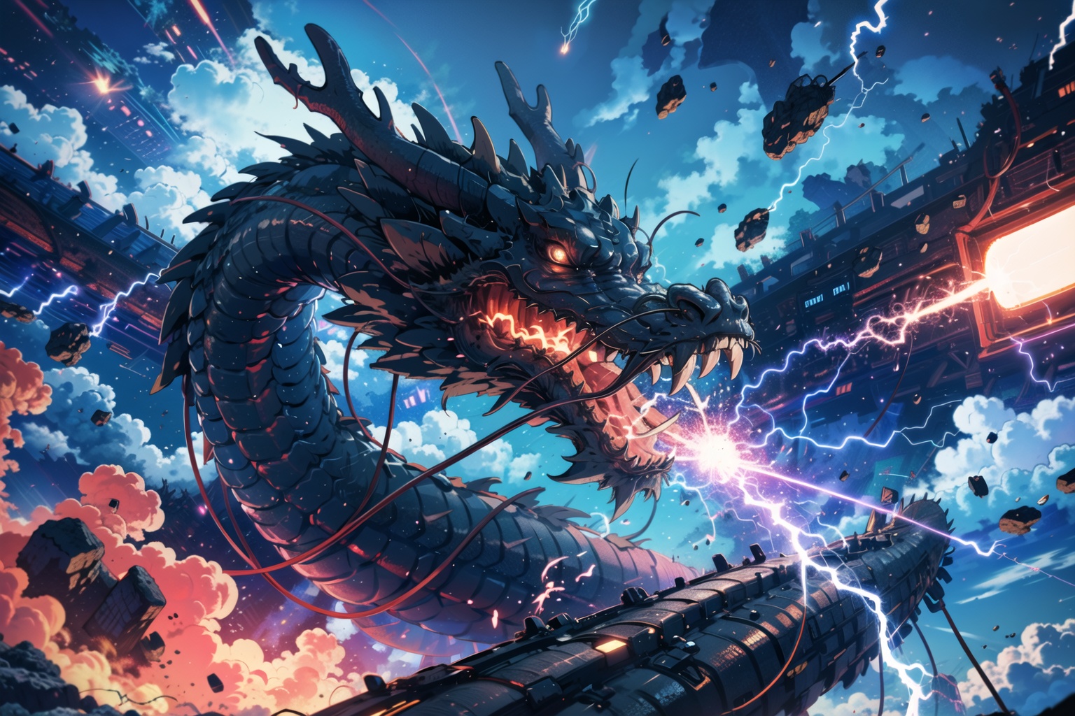 eastern dragon,  energy cannon,  sky on Tensor.Art