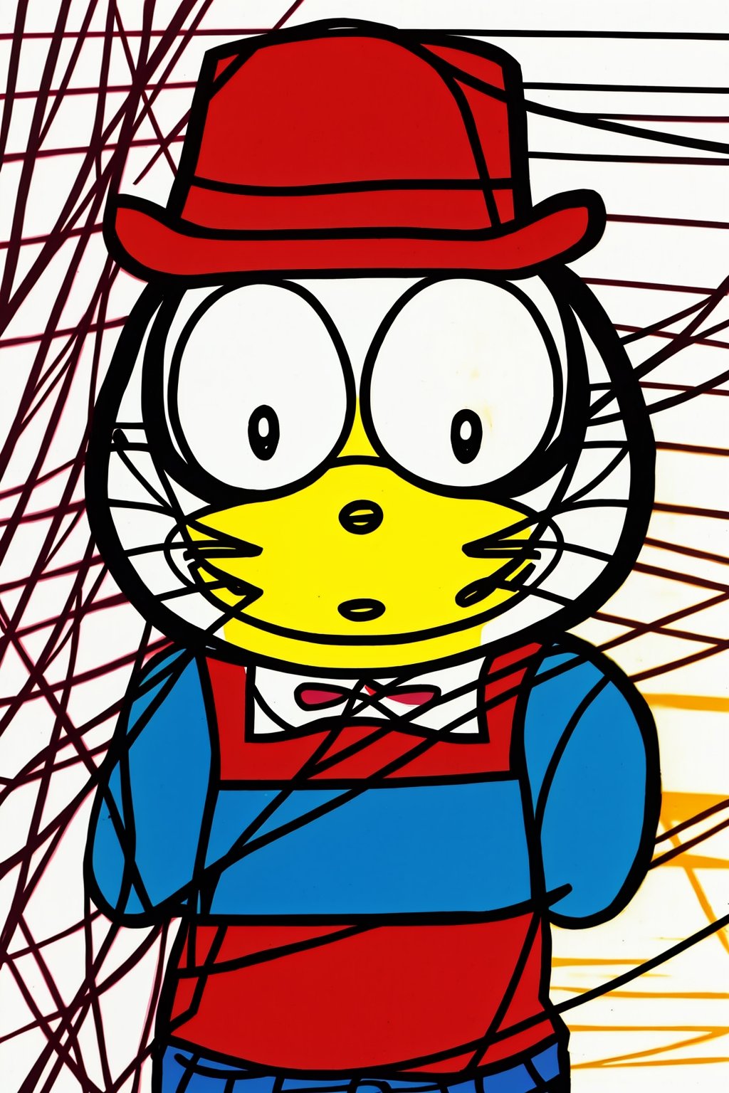 Doraemon,Cluttered lines,<lora:蔚蓝Blue水彩泼墨(1):0.8>,