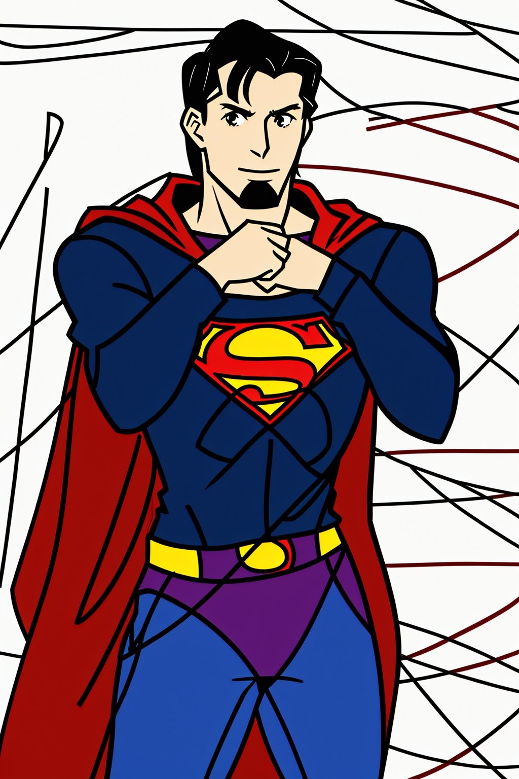 Superman,Cluttered lines,<lora:蔚蓝Blue水彩泼墨(1):0.8>,