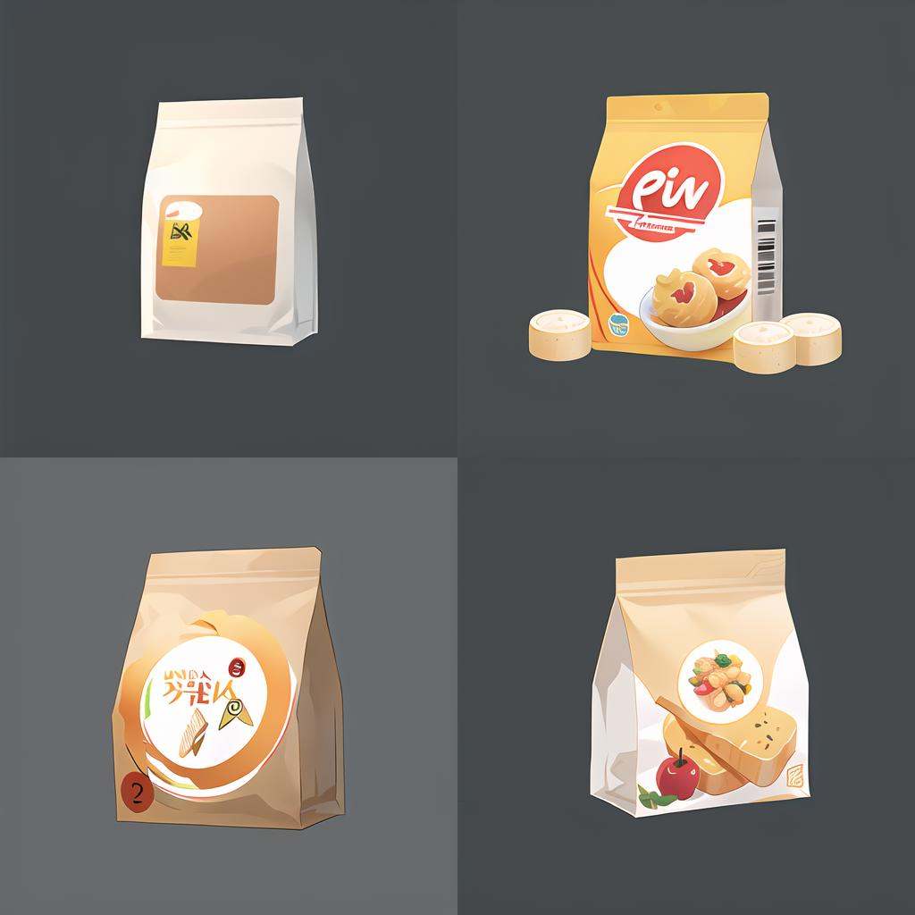 a bag of food sitting on top of a table next to a knife and fork on a table top, simple_background, food, grey_background, no_humans, in_container, food_focus, still_life,(top quality, best quality, official art, graphic design),(best quality, masterpiece:1.2),(((solid color background))),<lora:游戏图标研究所ICON:0.5>