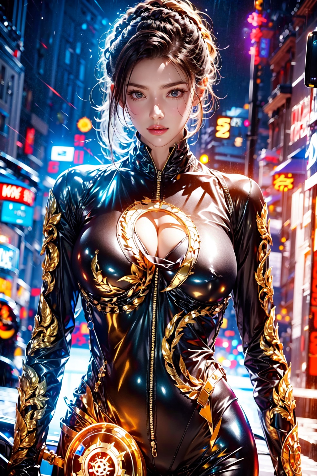 upper body,  holy pattern bodysuit,  naked on Tensor.Art