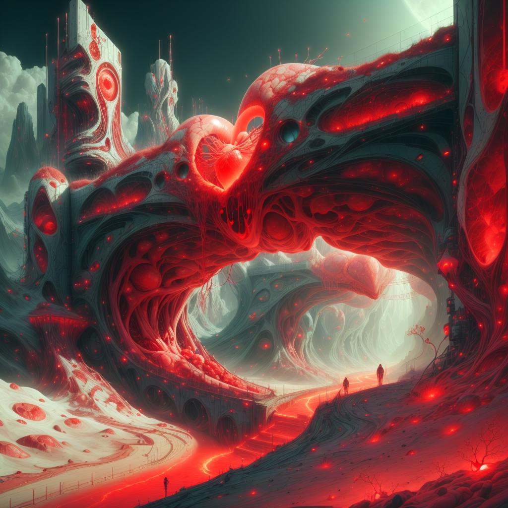 <lora:add_detail:0.8>,<lora:VascularTech-20:0.85>, VascularTech, scifi, inner glow, bones ,bridge, blood river