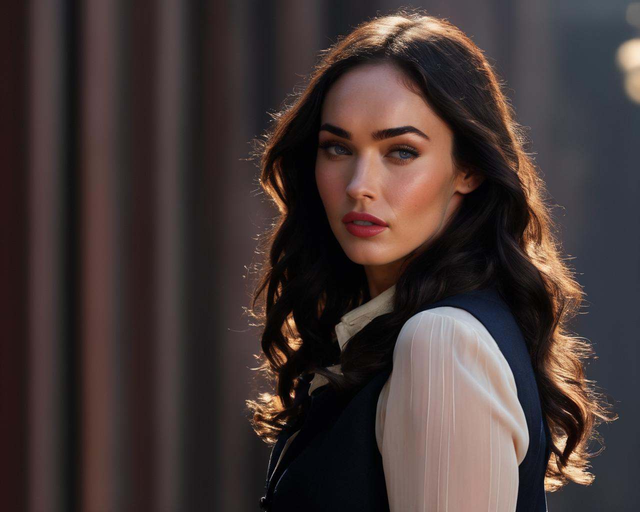 Megan_Fox,  a female detective from the 1920s,  noir detective on Tensor.Art