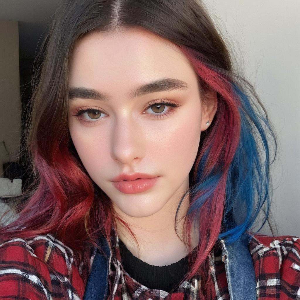 dasha_taran,  ,  wearing checkered red and black shirt and blue jeans on Tensor.Art