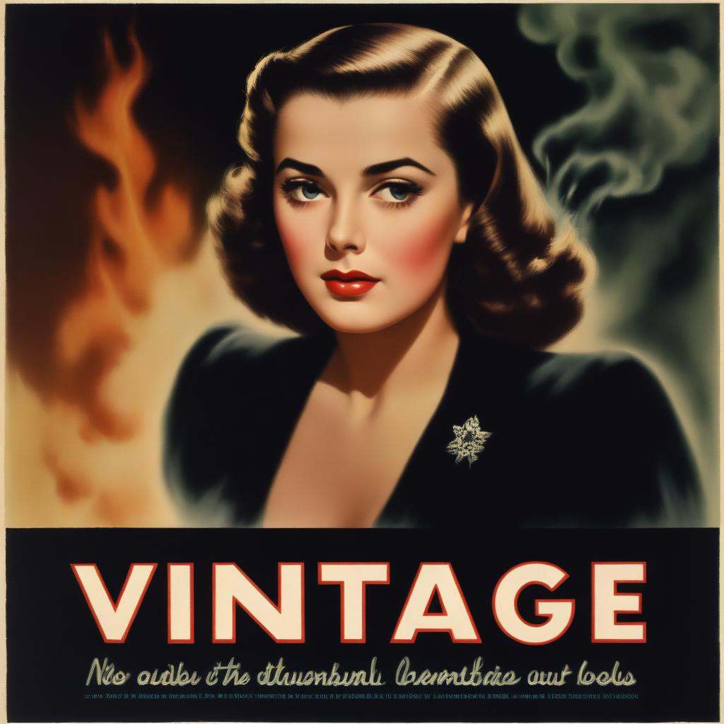 1940s movie poster that says ,  beautiful young woman,  in black smoke on Tensor.Art
