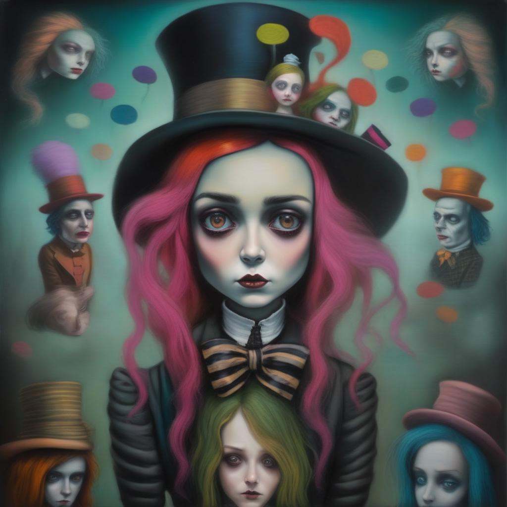 portrait young mad hatter girl,  ,  alice in wonderland on Tensor.Art