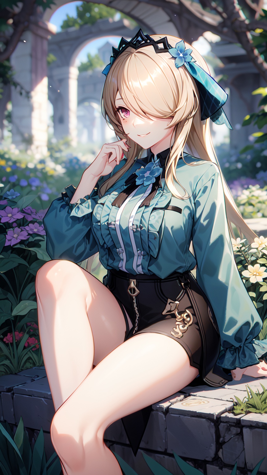 1girl,  green shirt,  purple eyes on Tensor.Art