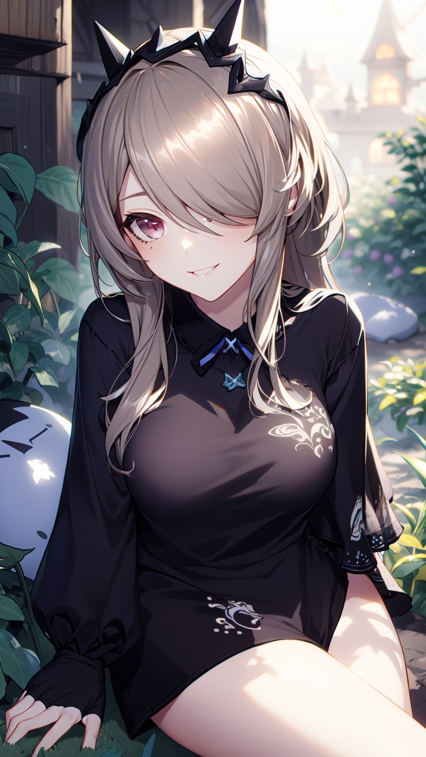 1girl,  black shirt,  purple eyes on Tensor.Art