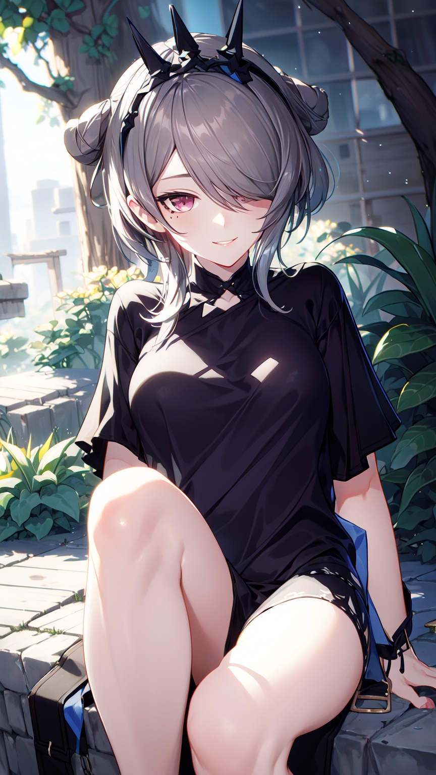 1girl,  black shirt,  purple eyes on Tensor.Art