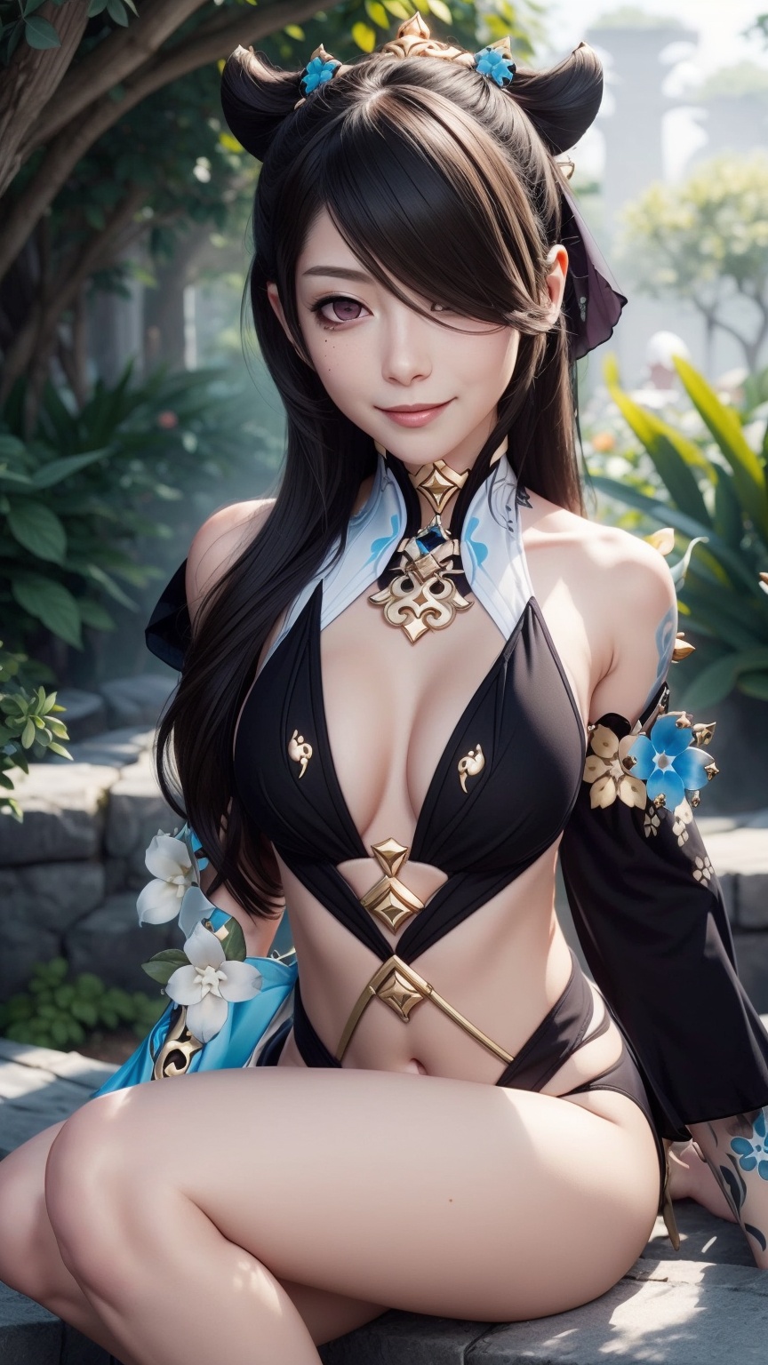 1girl,  black bikini,  purple eyes on Tensor.Art