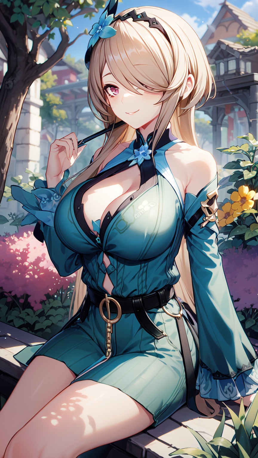 1girl,  green shirt,  purple eyes on Tensor.Art