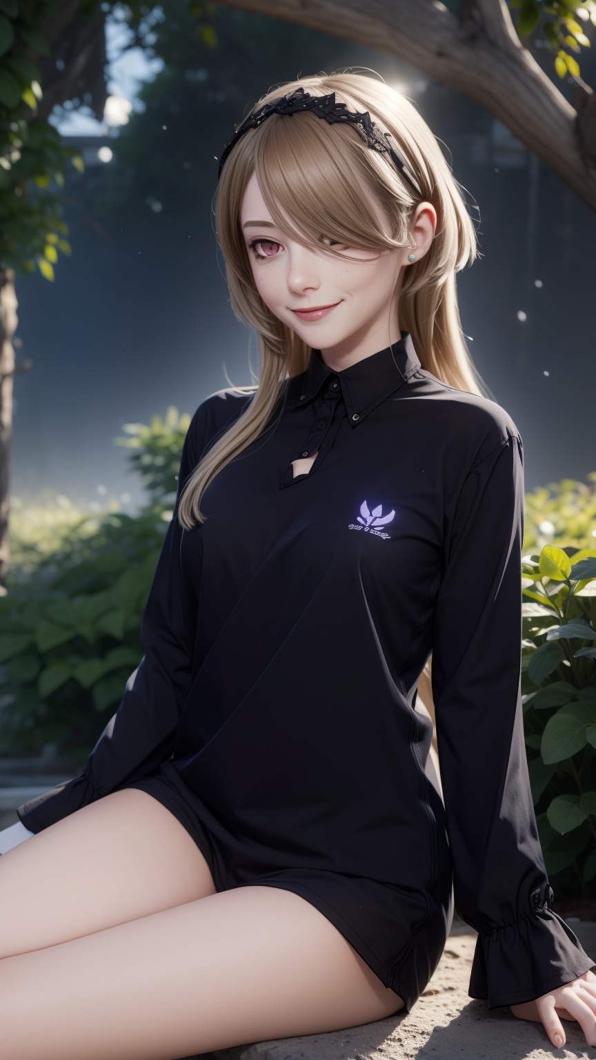 1girl,  black shirt,  purple eyes on Tensor.Art