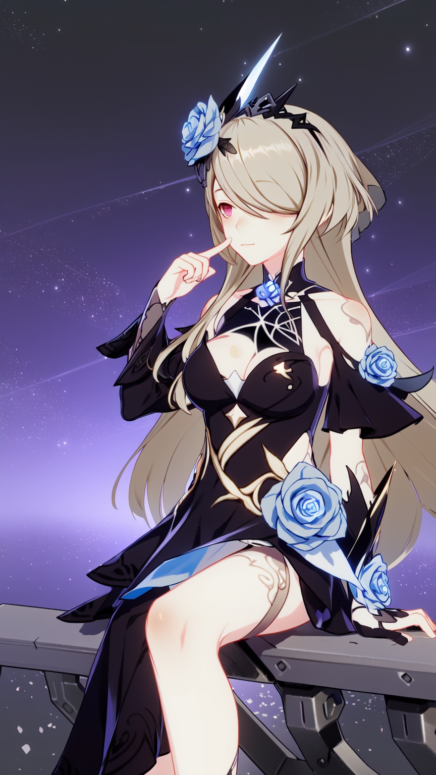 1girl,  looking somewhere and sitting too,  ((magical garden background)) on Tensor.Art