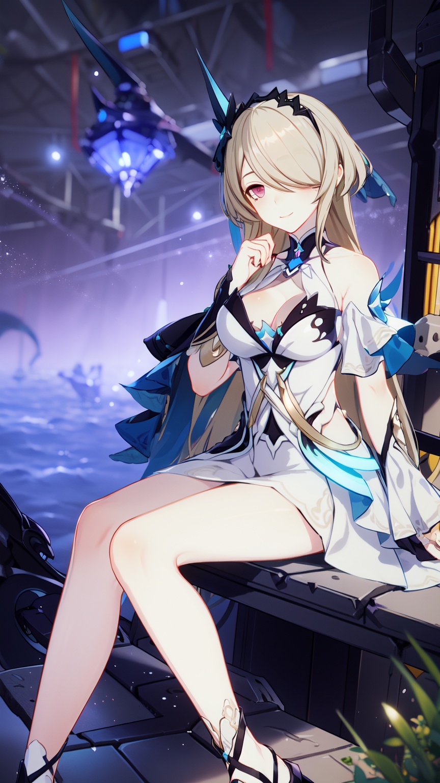1girl,  white dress,  purple eyes on Tensor.Art