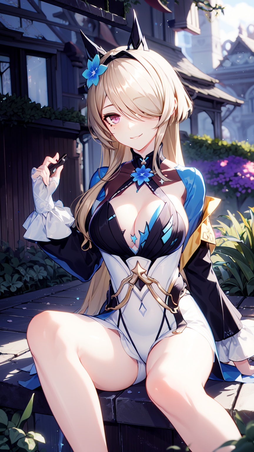 1girl,  blue jacket,  purple eyes on Tensor.Art