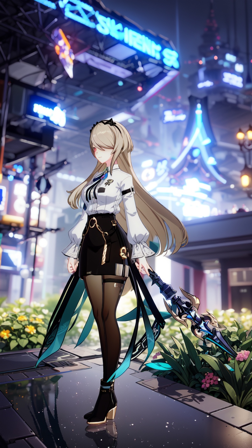 1girl,  looking somewhere and sitting too,  ((magical garden background)) on Tensor.Art