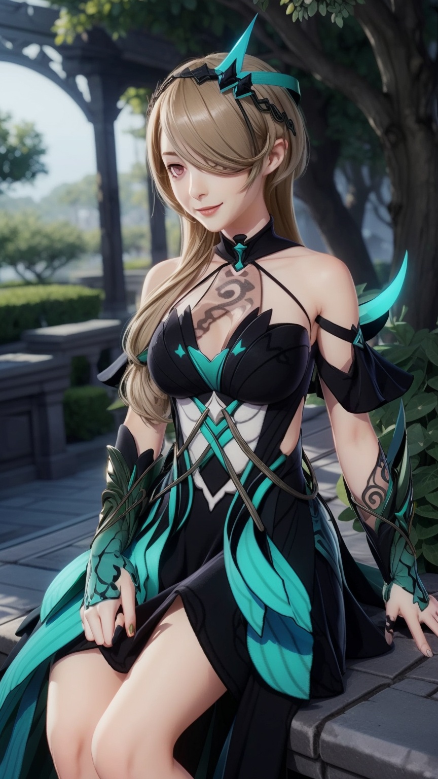 1girl,  green dress,  purple eyes on Tensor.Art