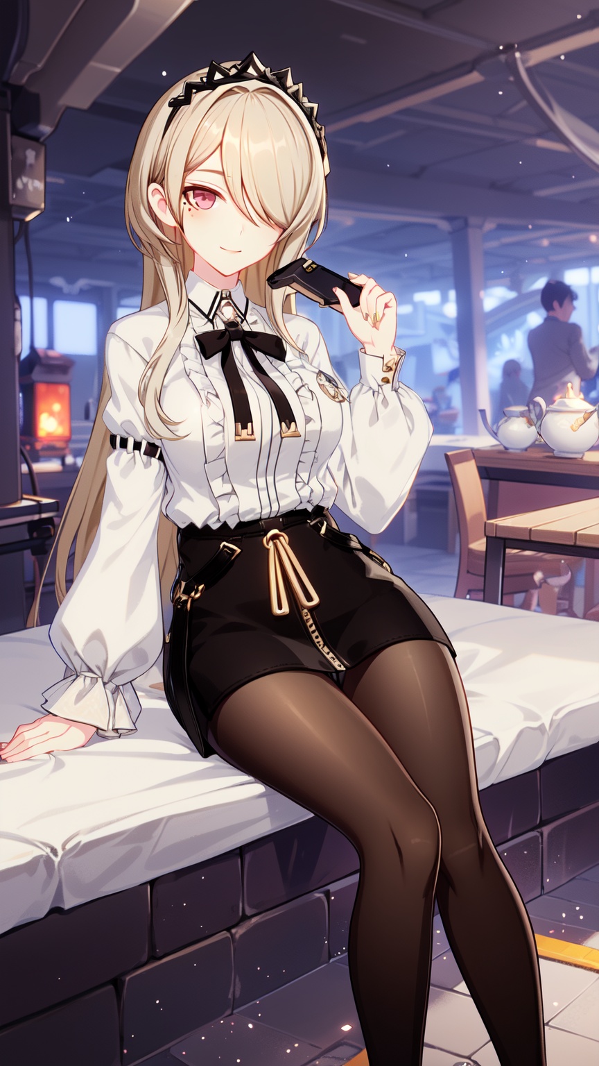 1girl,  white shirt,  pantyhose on Tensor.Art