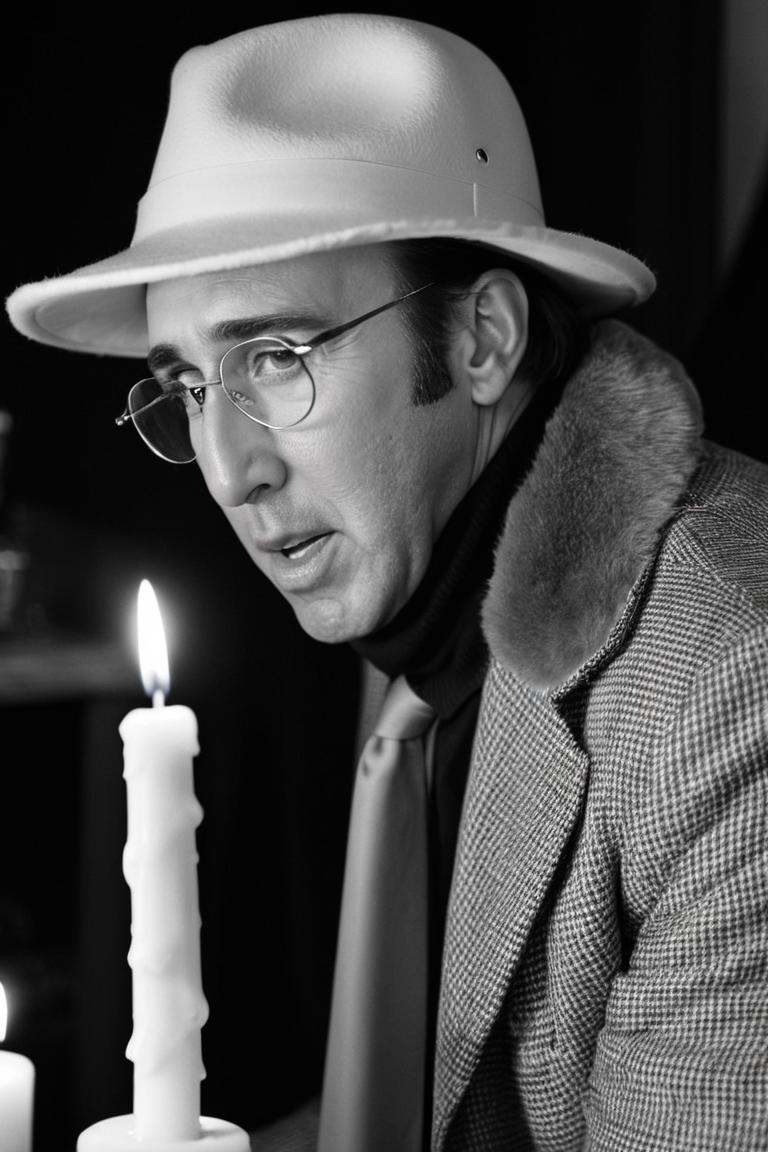 photograph,  shot from behind of a Awe-Inspiring ,  he is dressed in Trapper hat on Tensor.Art