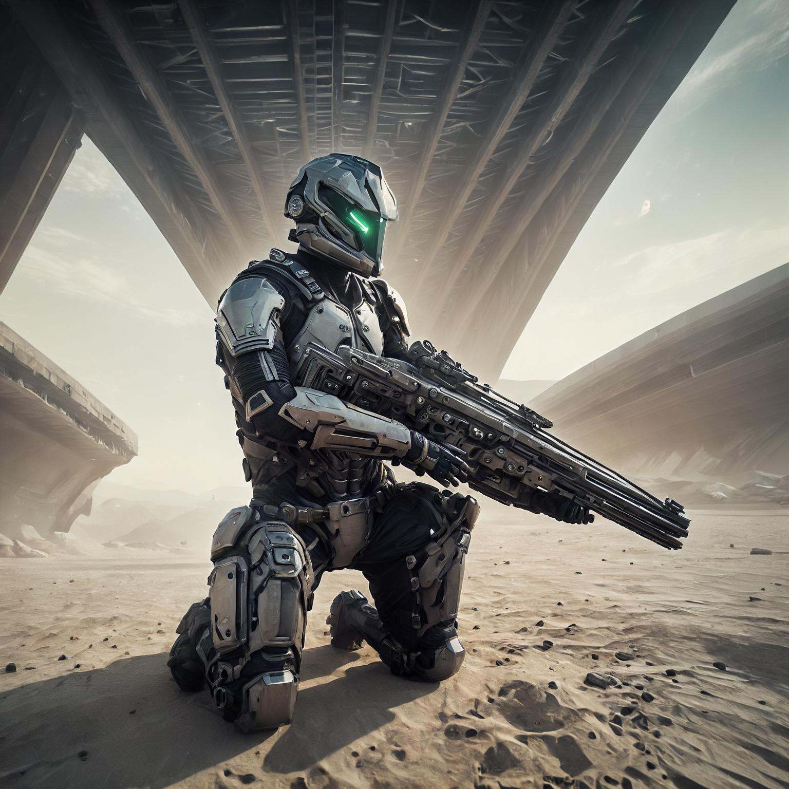 Photograph of  Sultry boudoir photography epic a female (caldari mercenary:1.8) in a suit with (a cybernetic shield) in the ((smooth) cosmic combat armour:1.6)) in (hexagonal finish:1.6), after battle,(without rivets:1.6), standing in front of a destroyed futuristic building,hangar, destroyed futuristic wall, demolish, (laser beams), (science fiction cubic fortres), hdr, 16k uhd, (half body), green shadows, green light, green studio light, caldari mercenary helmet. Silks, elegant lingerie, seductive gaze, carefully posed, captured on a (Canon EOS-1D X Mark III)