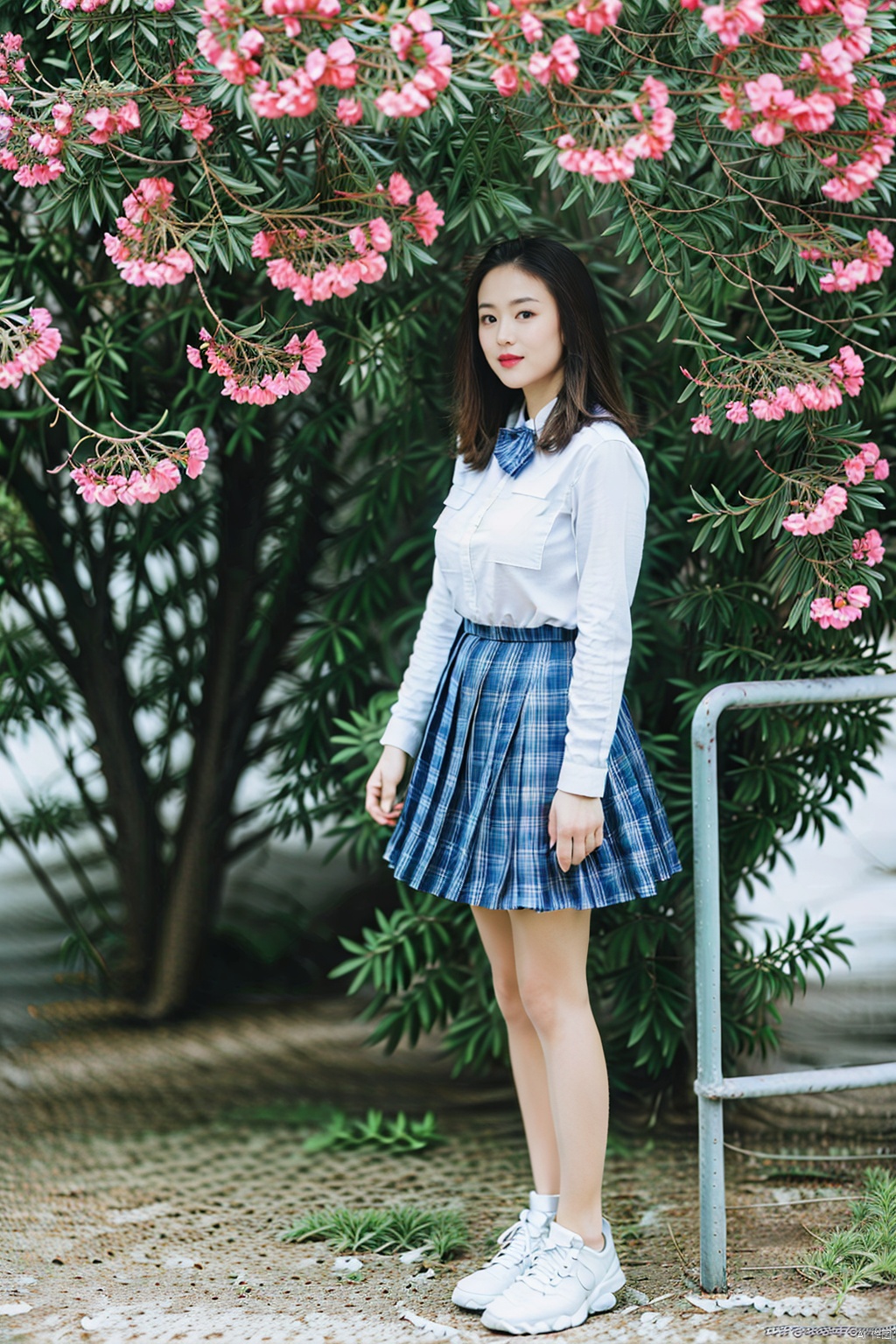 1girl, solo, (best quality, masterpiece, ultra-high resolution, 4K, HDR, UHD, 64K, official art), (photorealistic:1.3, realistic:1.3), legs,(indoors, classroom, black board, school desk), (Canon RF 85mm f/1.2L 85mm), (flower arrangement:1.2),floating hair, long hair, brown hair,(full body:1.3), (busty:1.2),(standing:1.3), (huge breasts:1.3), facing viewer, wetclothes, publictattoo, (foot focus:1.2, sport shoes), , JK