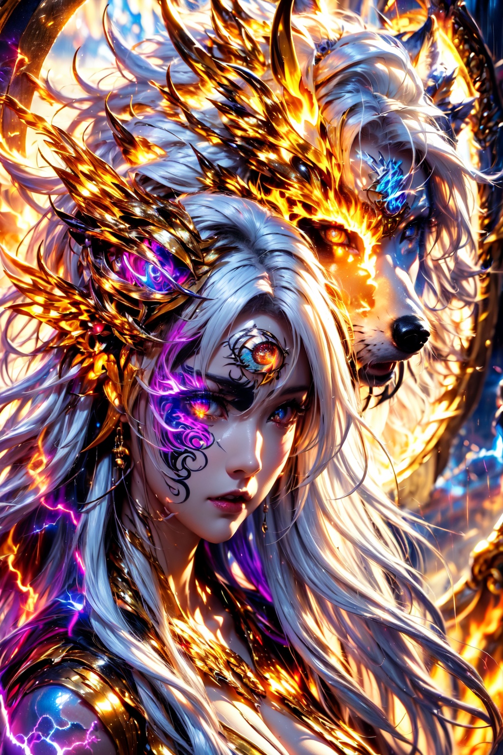 (((white hair))),  (((goddess))),  (((busty))) on Tensor.Art