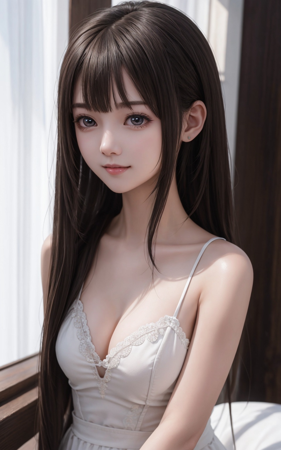 a Realistic girl,  20 year old,  white skin like porcelain on Tensor.Art