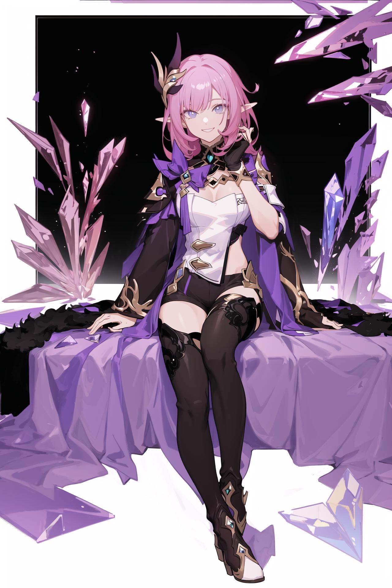 1girlelysia \(miss pink elf\) \(honkai impact\),  crystal,  looking at viewer on Tensor.Art