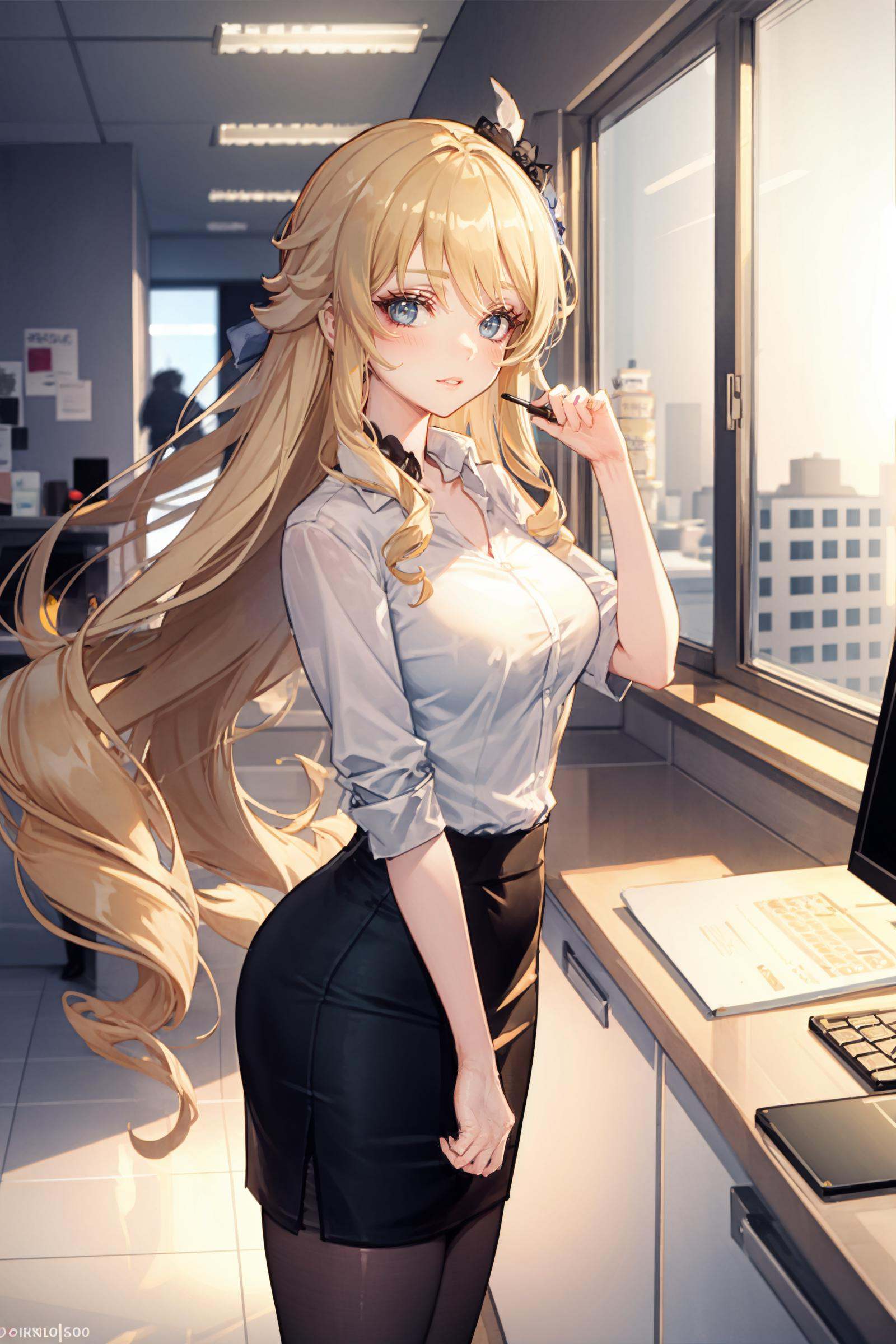 1girl,  navia \(genshin impact\),  office lady on Tensor.Art