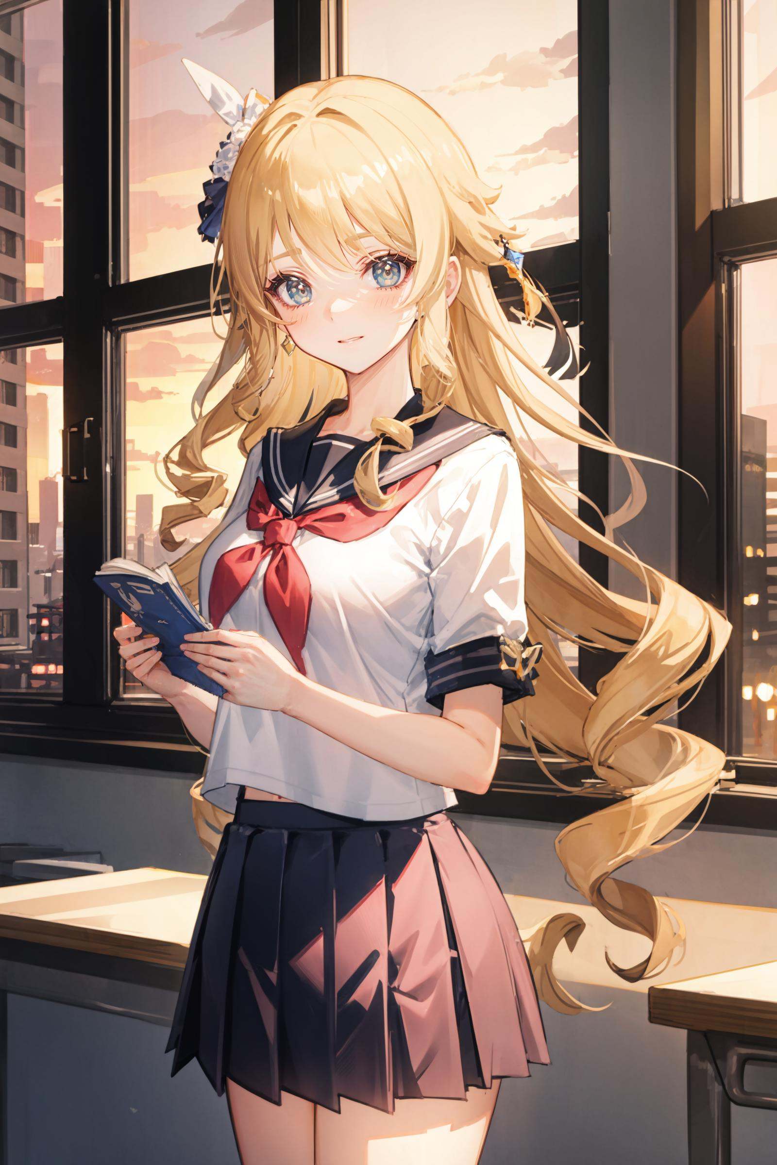 1girl,  navia \(genshin impact\),  school uniform on Tensor.Art