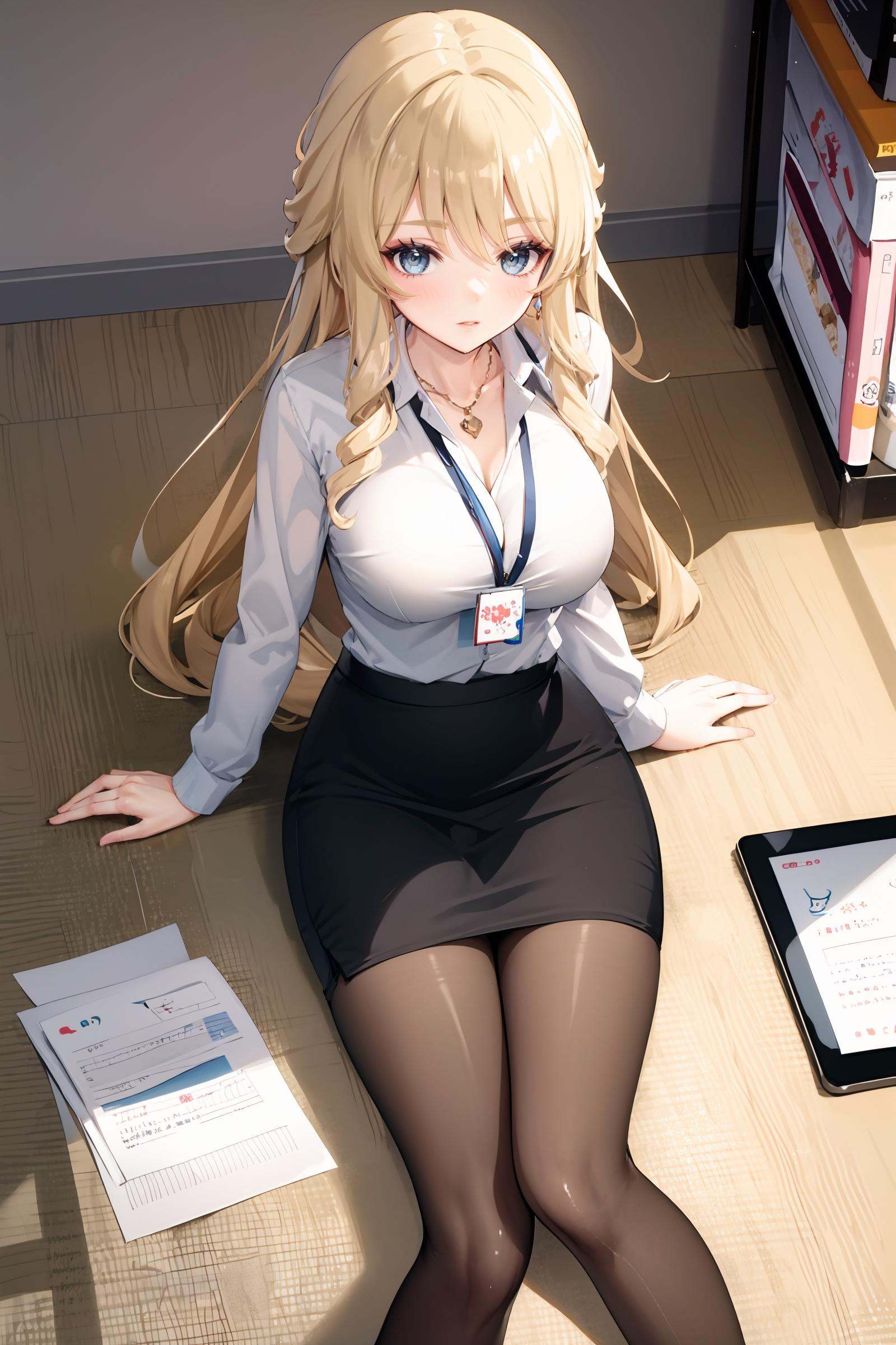 1girl,  navia \(genshin impact\),  office lady on Tensor.Art