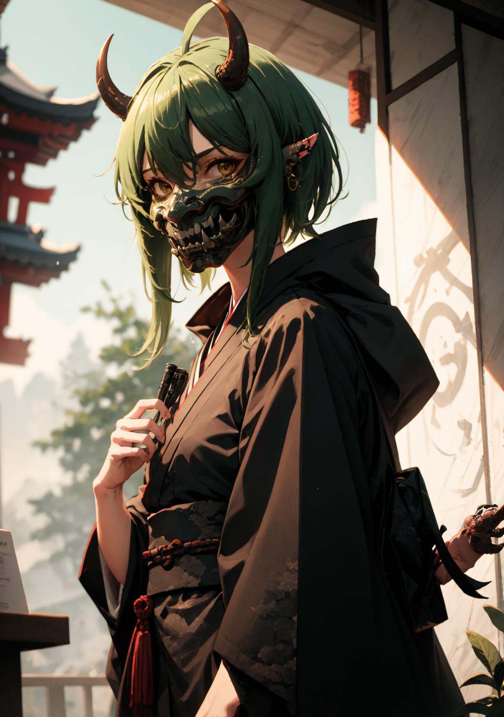 oni_mask,  gavial,  1girl on Tensor.Art