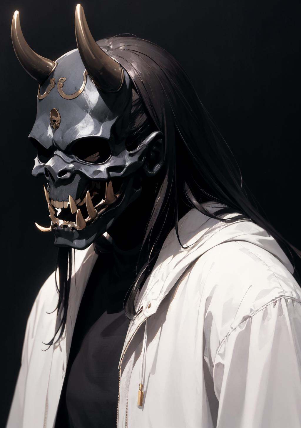 oni_mask,  solo,  long hair on Tensor.Art