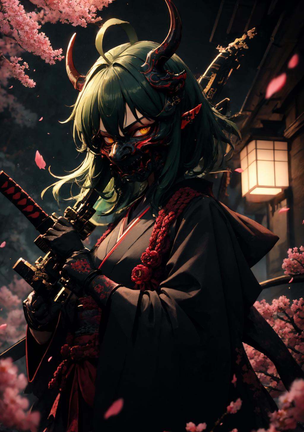 dark theme,  oni_mask,  gavial on Tensor.Art