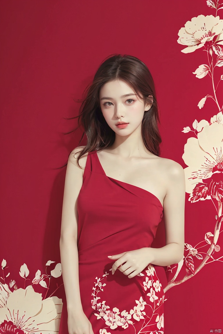  (masterpiece, best quality:1.2), 1girl, ,aged vintage paper,
a red background with white waves wallpaper with a girl,Pencil Draw, Pencil Draw