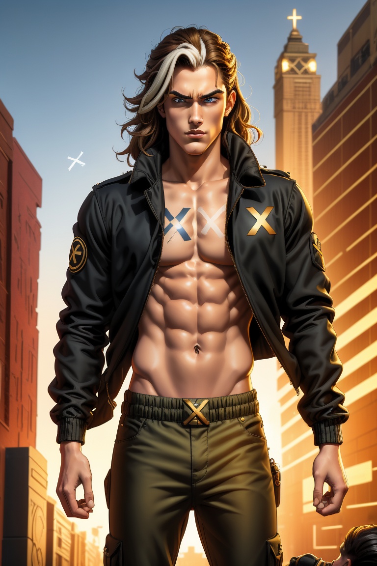 Nate Gray is a handsome young man,  18 years old,  long wavy brown hair on Tensor.Art