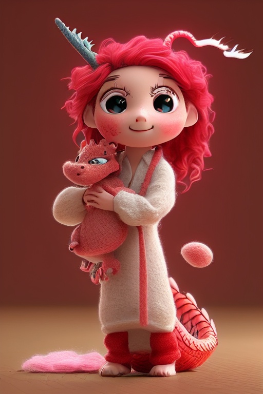 a dragon cute,  dragon wool,  chibi on Tensor.Art