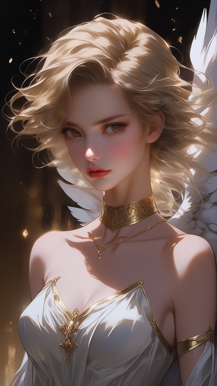 beautiful waist-up portrait at extreme low angle perspective,  Thick acrylic illustration on pixiv,  gorgeous gothic girl...